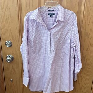 Lands' End Women's Light Purple and White Checkered Tunic
